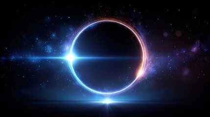Obraz premium Abstract Cosmic Eclipse Illustration with Ring of Light in Deep Space Backdrop
