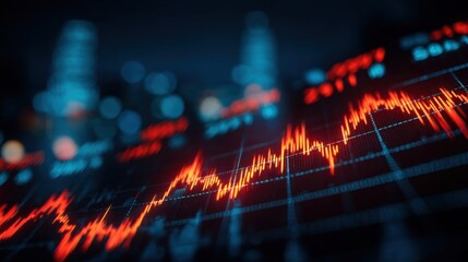 Abstract Financial Chart Displaying Market Fluctuations, Investment Analysis, and Economic Trends on a Futuristic Interface