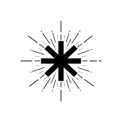 Obraz premium Vector art of black asterisk symbol with radiating lines