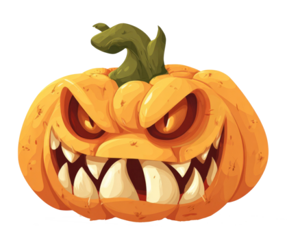 Scary pumpkin with menacing expression for Halloween decorations