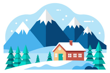 winter landscape with house