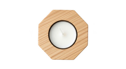 Wooden candle holder isolated on transparent background