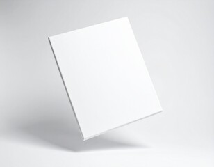 Blank White Canvas Floating on a Gray Background　宙に浮く白い無地のキャンバス