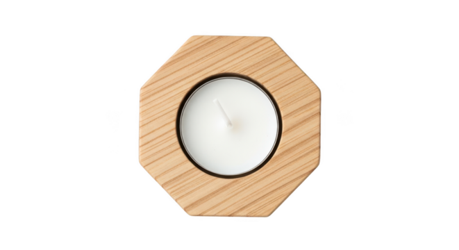 Wooden candle holder isolated on transparent background