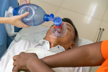 Medical emergency with patient receiving oxygen