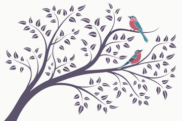floral background with birds