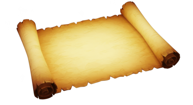 Old parchment scroll isolated on transparent background