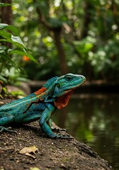Fototapeta premium Emerald Jewel: Rainforest Reptile Portrait