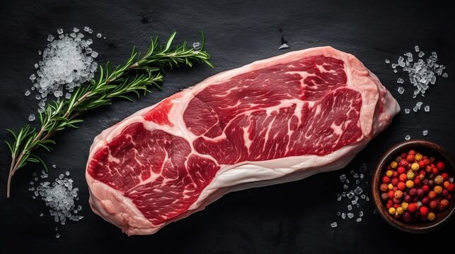 Raw organic meat Twagyu oyster top blade steak. Black background.