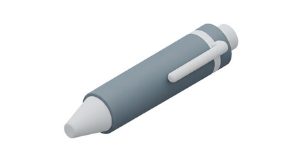 Gray marker pen with white tip and clip on a white background