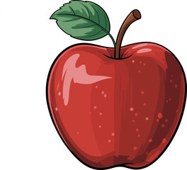 A vibrant red apple with a green leaf and brown stem symbolizing healthy eating and natural goodness a wholesome choice for a balanced diet