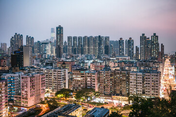 Residential district with high rise buildings, Kowloon, Hong Kong