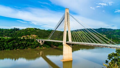 Obraz premium Modern cable-stayed bridge over a river