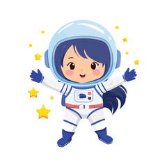 Smiling Anime Girl in Astronaut Suit with Stars - AI Generated