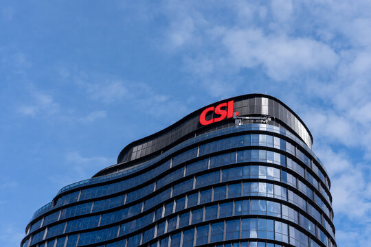 Melbourne, Australia - August 30, 2025: Close up of CSL sign on the office building in Melbourne, Victoria, Australia. CSL Limited is an Australian multinational specialty biotechnology company. 