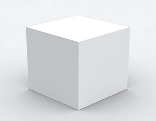 Naklejka premium A pristine white cube on a light gray background