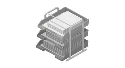 Gray Multi-Tiered Document Cart Holding Papers in Office Setting