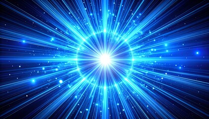 Obraz premium Abstract Blue Energy Burst with Bright Light and Rays.