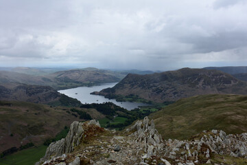 Mountain Top Hike Looking Down at a Lake