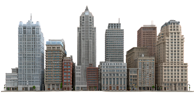 Cityscape Skyline Illustration Diverse Highrise Buildings
