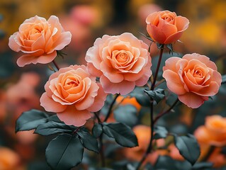 Blooming yellow roses background , symbolizing friendship and joy, for greeting card design, home decor, cultural creative products, or mood sharing posts