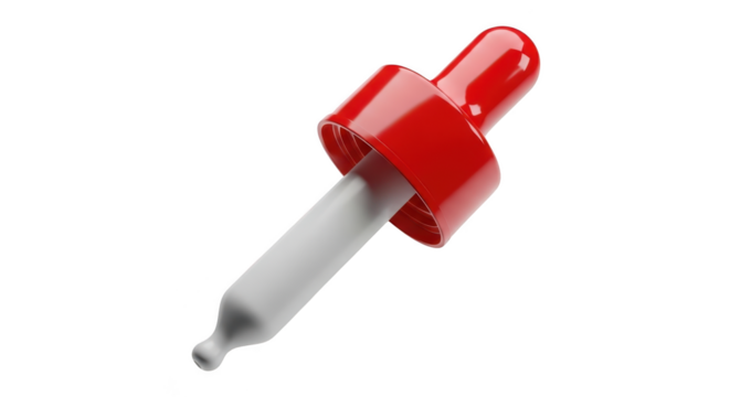 Dropper with red cap isolated on transparent background