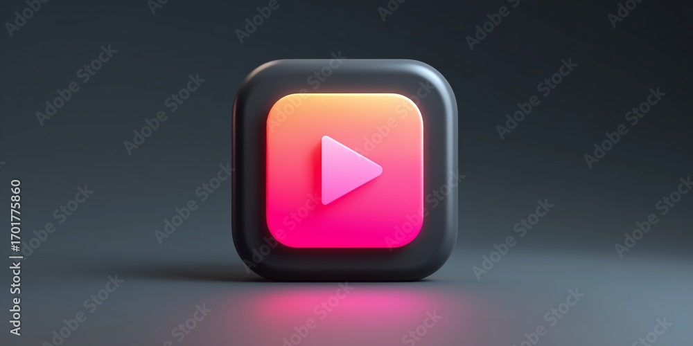 Aufkleber colorful play button icon with gradient background for digital media applications