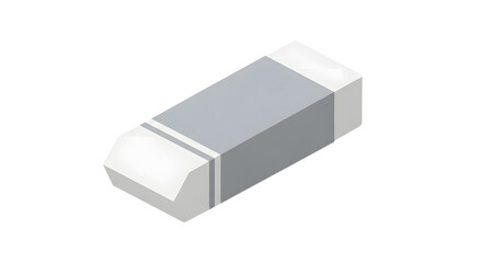 Fototapeta premium Gray Plastic Eraser on White Background for Office and School Supplies