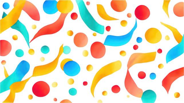 Abstract Colorful Shapes and Dots Pattern on Black Background