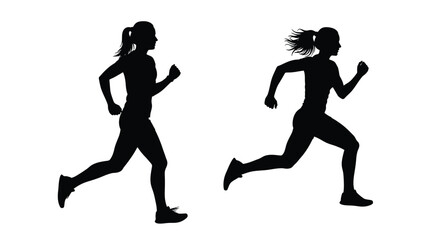 Running Woman Silhouette – Female Runner Illustration for Fitness and Sports Design