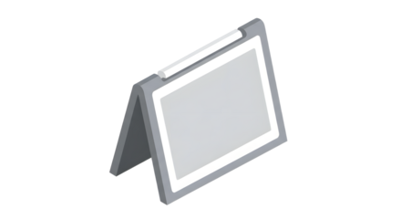 Gray Portable Digital Signage Display Standing on White Background