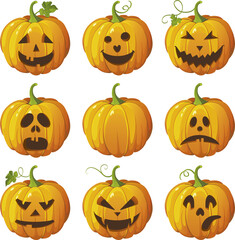 set of halloween pumpkins