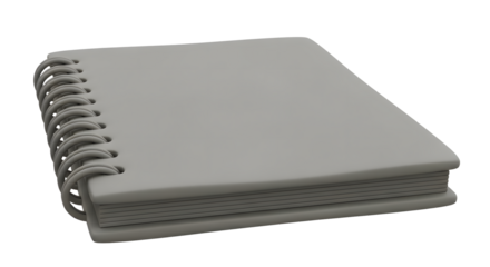 Gray Spiral Notebook with Blank Cover on White Background for Office and School Supplies