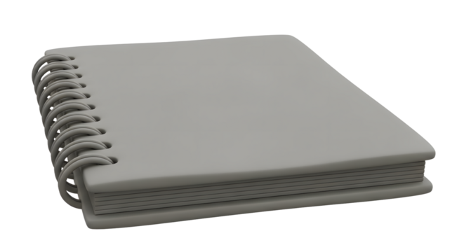 Gray Spiral Notebook with Blank Cover on White Background for Office and School Supplies