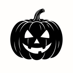 Vector art of black silhouette of a carved halloween pumpkin with a scary face