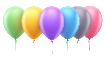 Colorful Shiny Balloons on Transparent Background