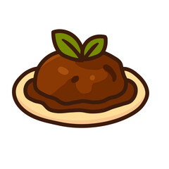 Cartoon Food Illustration of Meat Dish on Plate