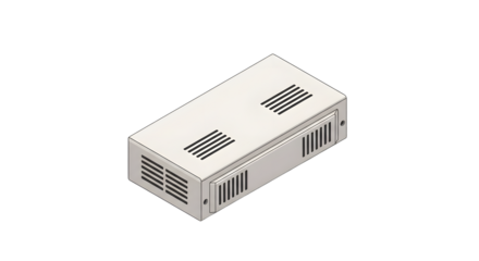 Industrial Metal Enclosure Box with Vents in Isometric View