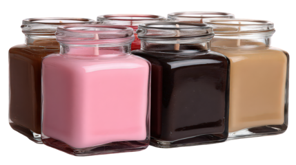 Assortment of Scented Candles in Square Glass Jars