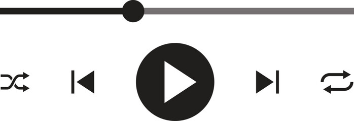 Music player interface UI icons, Multimedia video and music player bar, Songs or podcast playlist vector illustration.  © Mohammedjabed24