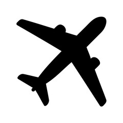 Silhouette of an airplane flying against a white background illustration design
