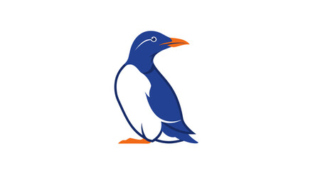 Stylized blue and white seabird illustration icon.