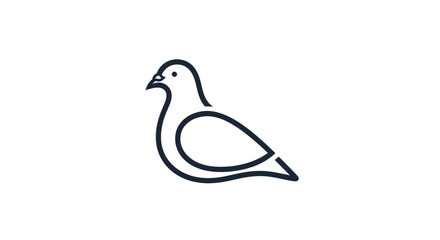 Simple black line art pigeon icon illustration.