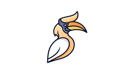 Obraz premium Elegant Hornbill Bird Logo Design with Distinctive Beak and Crest.