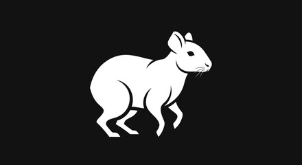 White illustration of a rodent likely a capybara or similar animal in profile view focused on the animals form and features.