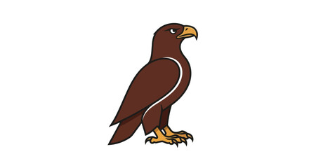 Stylized brown eagle illustration standing on a white background.