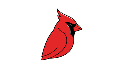 Vibrant red cardinal bird portrait on white background detailed illustration.