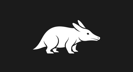 White illustration of an anteater.