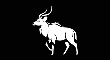 Elegant white antelope silhouette against a stark black backdrop graceful and poised.