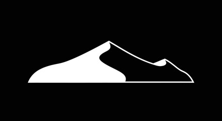 Monochrome mountain range silhouette against a stark black backdrop minimalist design.